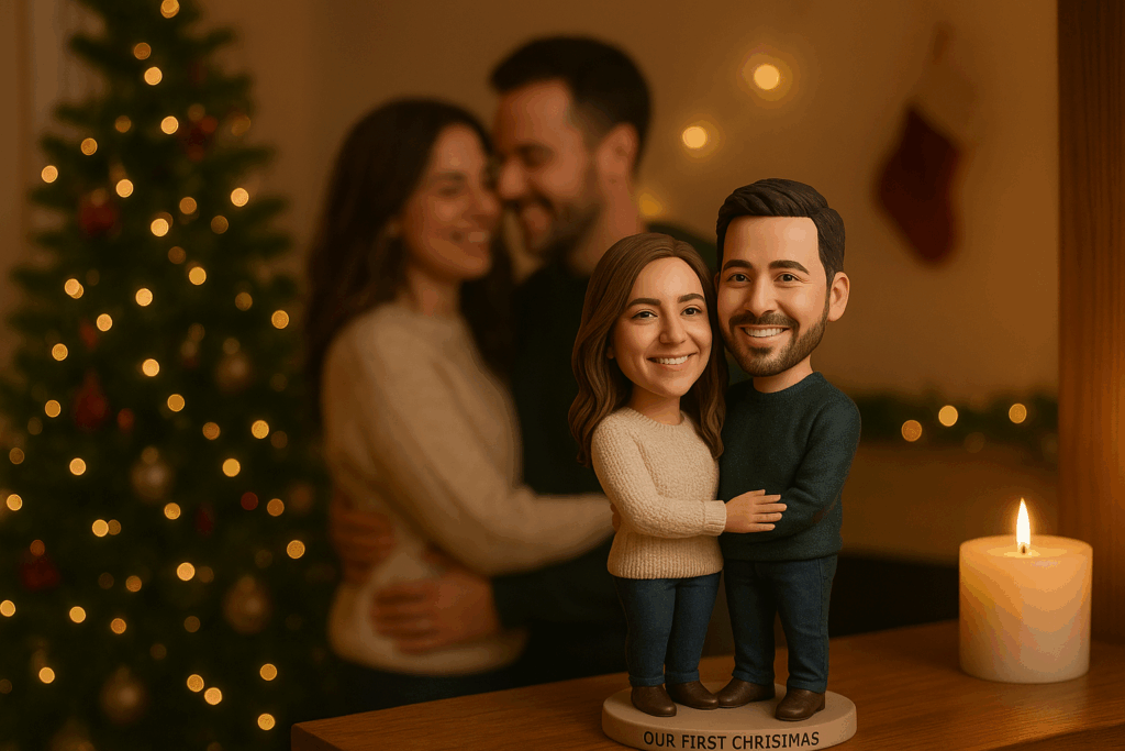 Emma and Jack’s first Christmas together — now a forever memory with The3DMe’s custom Couple Figurine .