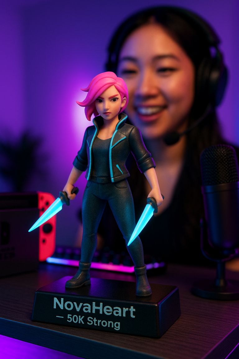 Custom gamer anime figurine milestone trophy.