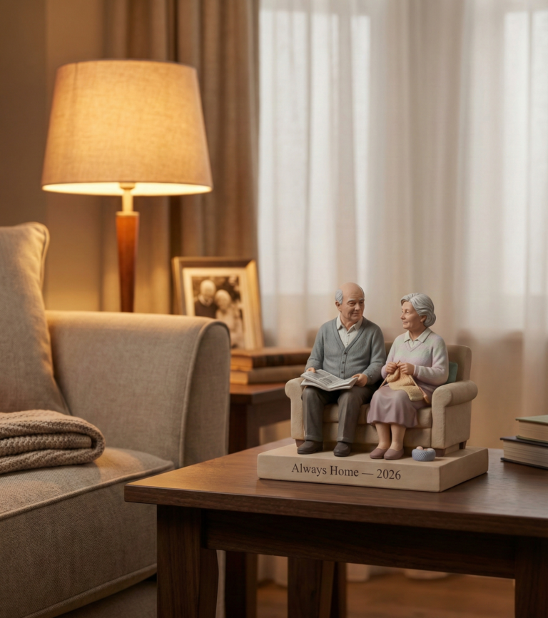 Personalized custom 3D figurine of grandparents in full-size custom clothing