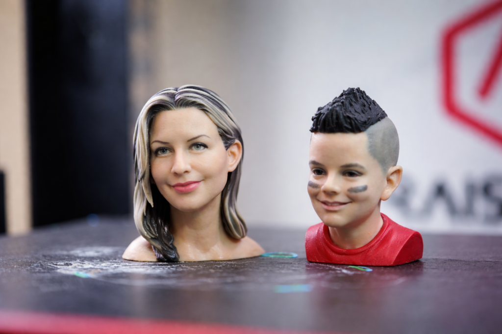 How to order custom 3D printed figurines from your photos showing realistic human bust figurines