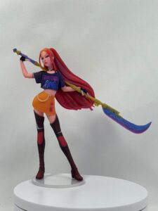 Custom printed figurine featuring a detailed fantasy character sculpted in full color with dynamic pose and premium finish