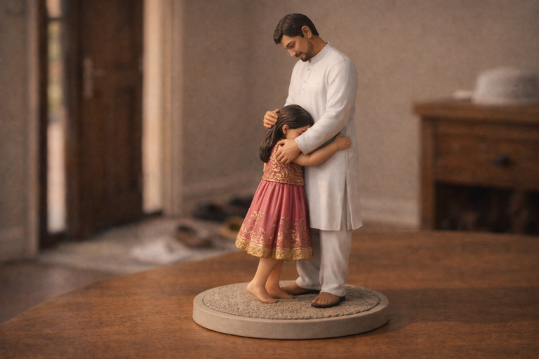 personalised eid gifts for family custom 3D figurine of father and daughter hugging