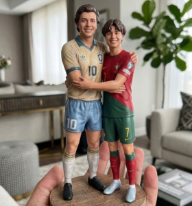 3D Mini Figure from Photo father son hugging custom figurine keepsake