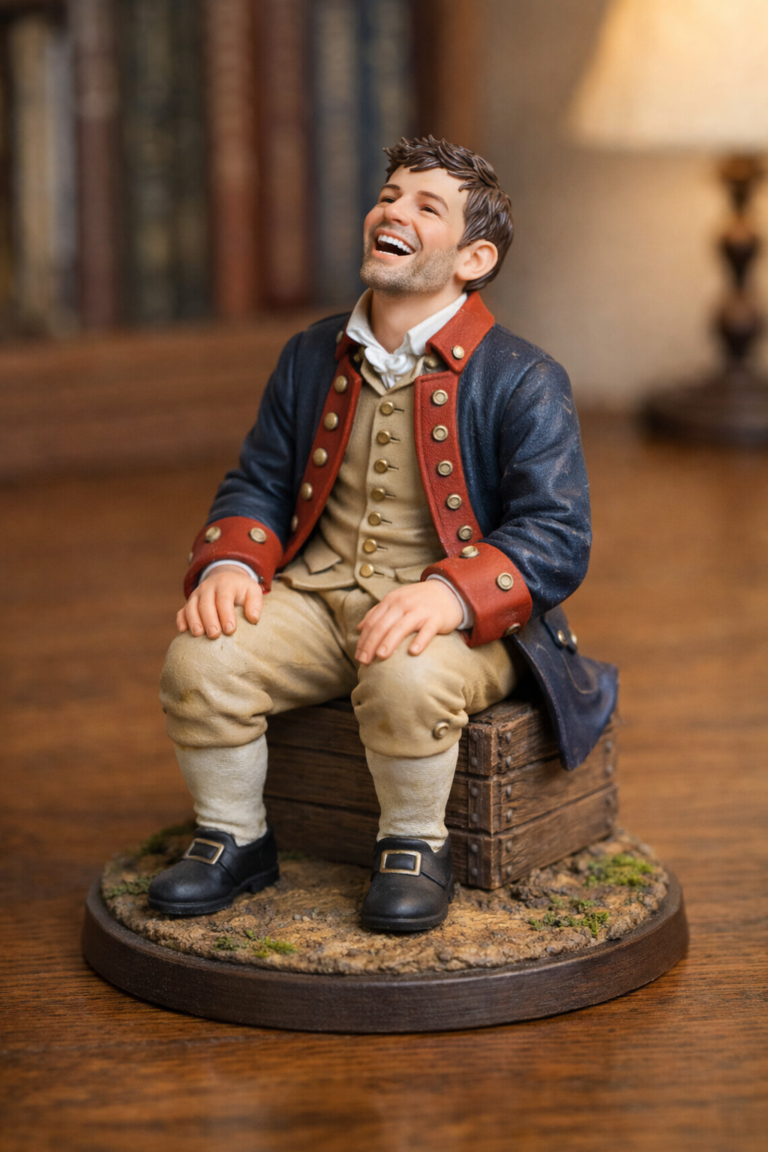 custom 3D figurine of child in revolutionary war uniform keepsake