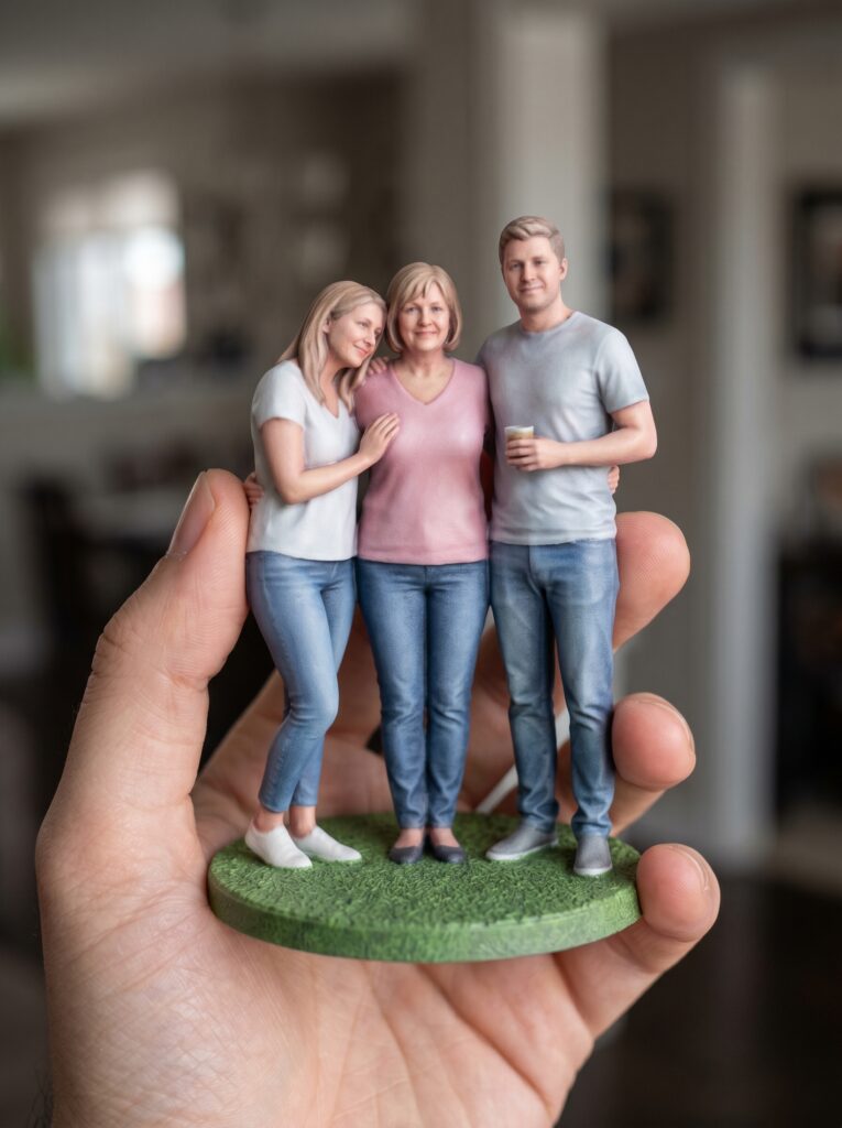 personalized 3D figurine family backyard Victoria Day Canada