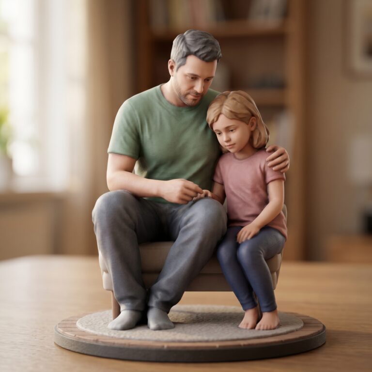 Personalized father daughter custom 3D figurine in full-color resin, emotional keepsake gift